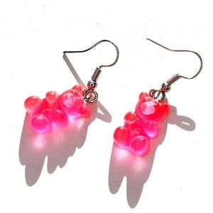 3/$15 Hot Pink Gummi Bear Earrings